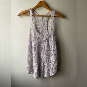 𝅺aritzia Wilfred lilac Madeline Sheer Floral Lace Racerback Tank XXS